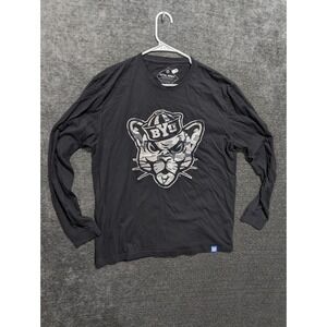 Royal Army BYU Cougars Mascot Long Sleeve T Shirt Mens XL Gray Camo Graphic Tee
